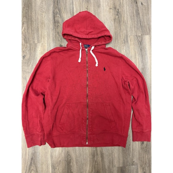Polo Ralph Lauren Other - Polo‎ Ralph Lauren Red Full Zip Hoodie XL Men's Vintage Wash Pony Logo